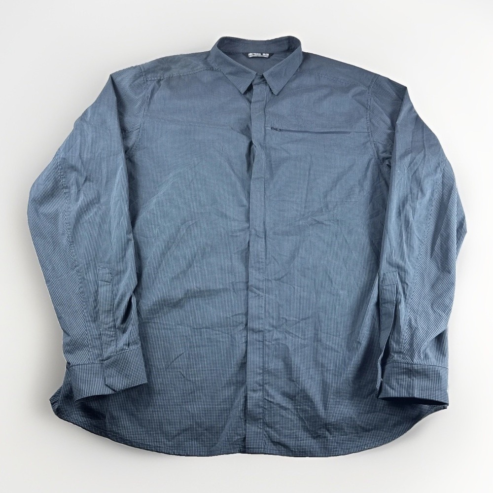 Arcteryx Kaslo Shirt Long Sleeve Mens XXL Blue Plaid Zip Pocket Gorpcore Preppy